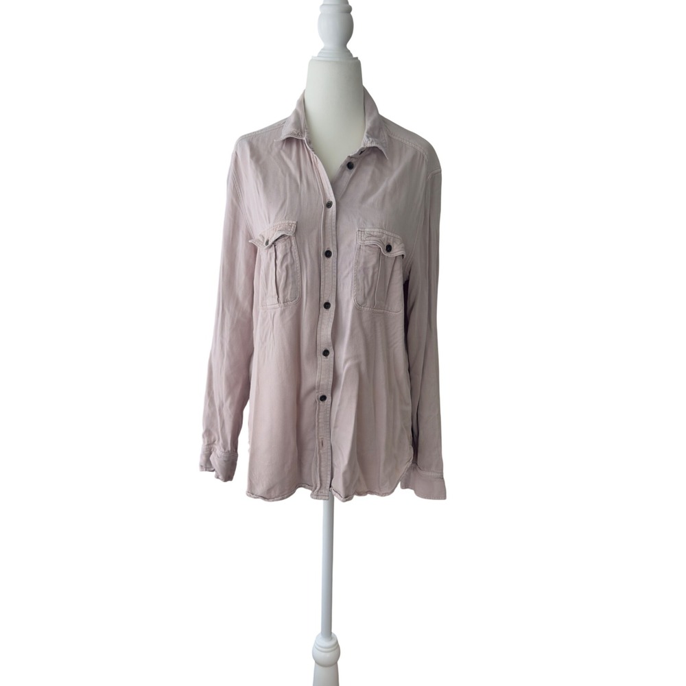 American Eagle Outfitters Mauve Pink Boyfriend Fit Viscose Button Down Shirt M